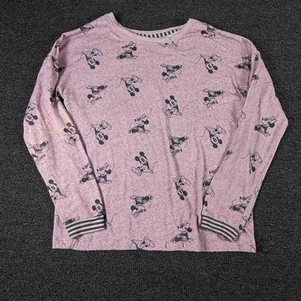 Disney Top Womens S 1425605-A1R Pink Mickey Minnie Mouse All Over Print EUC